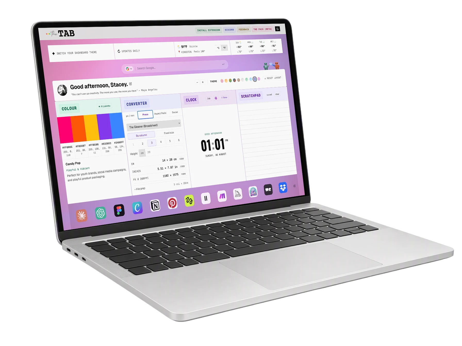 The Tab dashboard in light mode